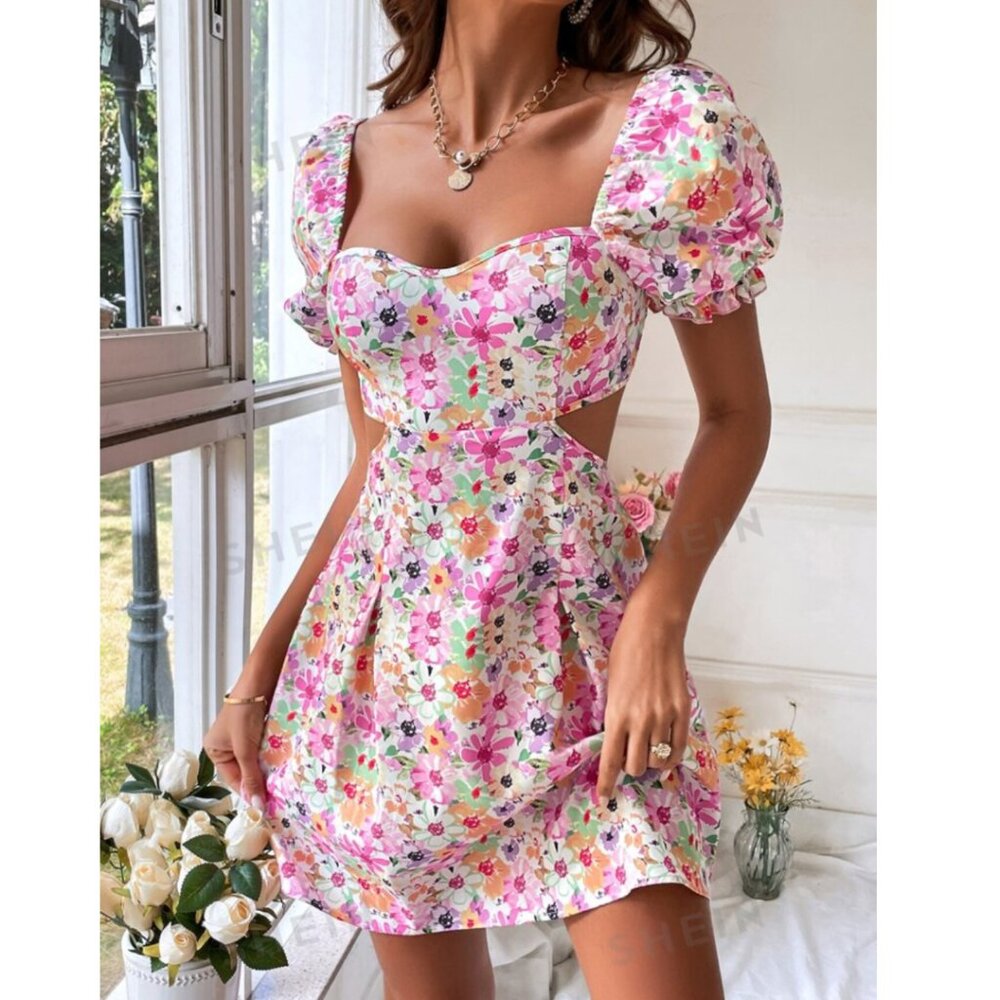Tea Party Floral Sundress LARGE - NIB 🌴🍍🥥🌸🍹☀️